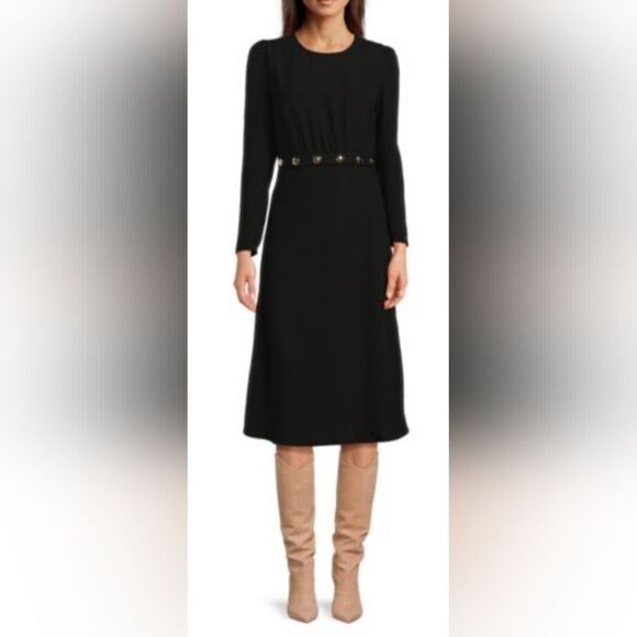ba&sh Odelle Snap Midi A Line Dress NWT size Large Black - Picture 1 of 8